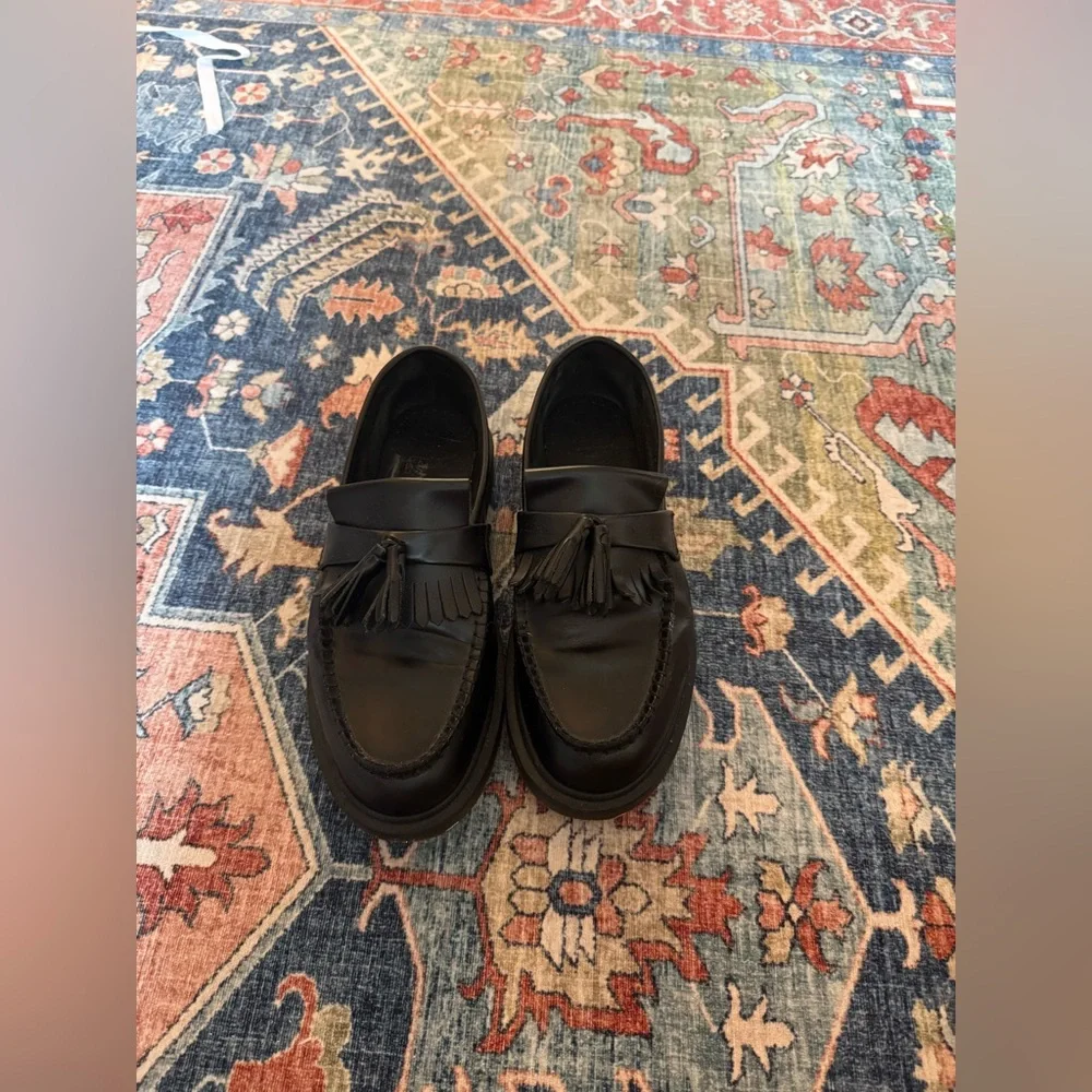 Dr Martens Adrian Tassel Loafers in Black Smooth Leather